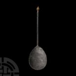 Medieval 'Thames' Pewter Spoon with Brass Knop