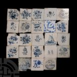 Post Medieval Dutch Glazed Ceramic Tile Group