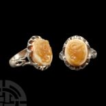 Neo-classical Sardonyx Cameo of Alexander the Great in Silver Ring