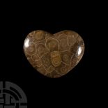 Natural History - Polished Heart-Shaped Fossil Coral Display