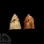 Jacobean and Cromwellian Period Glazed Ceramic Miniature Fire Guards