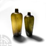 Post Medieval Glass Gin Bottle Group