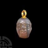 Western Asiatic Chalcedony Head with Gold Loop