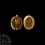 Egyptian Gold Mounted Hardstone Scarab