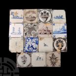 Post Medieval Glazed Ceramic Tile Group