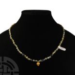 Roman Glass Bead Necklace with Gold Pendant