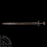 Viking Age Iron Sword with Five-Lobed Pommel
