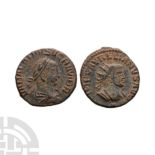 Ancient Roman Imperial Coins - Vabalathus with Aurelian - Portrait AE Antoninianus