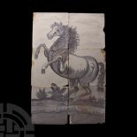 Post Medieval Glazed Ceramic Horse Tile Set