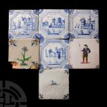 Post Medieval Dutch Glazed Ceramic Tile Group