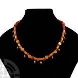 Eastern Parthian Carnelian and Gold Bead Necklace