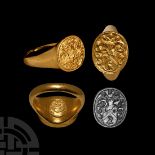 Elizabethan Gold Heraldic 'Swan Family' Signet Ring