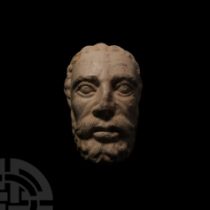 Medieval Romanesque Marble Head of a Saint