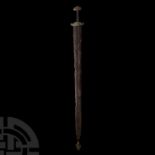 Viking Iron Sword with Cross Guard Surmounted by Interlaced Dragons