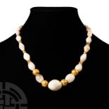 Western Asiatic White Agate and Gold Bead Necklace