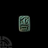 Egyptian Faience Amulet with Hieroglyphs