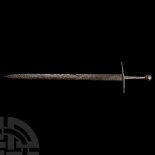 Medieval Iron Hand and Half Sword with Polyhedral Pommel