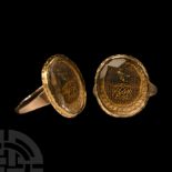 Stuart Period Gold Ring with Crystal Face with Dove of Peace over Cypher