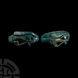 Egyptian Bright Blue Faience Wedjat Eye Ring