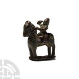 Ancient Indian Bronze Horse and Rider Figure