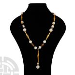 Western Asiatic Agate and Gold Bead Necklace