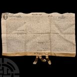 Charles I Period Parchment Land Transfer Document with Three Seals