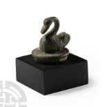 Roman Bronze Balsamarium Lid with Swan