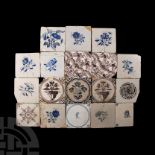 Post Medieval Dutch Glazed Ceramic Tile Group