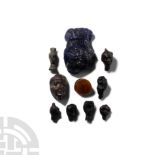 Romano-Egyptian Glass Head Amulet and Gem Collection