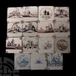 Post Medieval Dutch Glazed Ceramic Tile Group