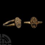 Byzantine Bronze Ring with Cross