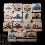 Post Medieval Dutch Glazed Ceramic Tile Group