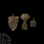 Medieval Bronze Knight's Heraldic Horse Harness Pendant Group