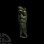 Roman Bronze Military Staff Finial with Standing Figure