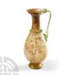 Roman Green Glass Pitcher with Applied Handle and Trail