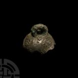 Medieval Bronze Steelyard Weight with Heraldic Shields