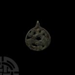 Viking Age Jellinge Style Bronze Regardant Beast Pendant