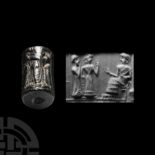 Western Asiatic Haematite Cylinder Seal with Presentation Scene
