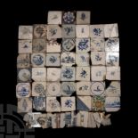 Post Medieval Dutch Glazed Ceramic Tile Group