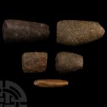 Stone Age Pecked and Ground Axeheads and Fragment Group