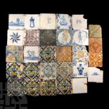 Post Medieval Dutch Glazed Ceramic and Other Tile Group