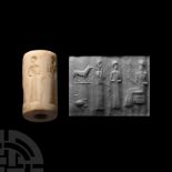 Western Asiatic Marble Cylinder Seal with Presentation Scene