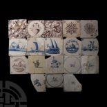 Post Medieval Dutch Glazed Ceramic Tile Group