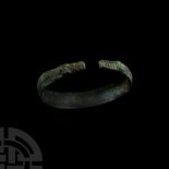 Viking Age Bronze Stamped Bracelet with Beast-Head Terminals