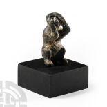 Roman Bronze Sitting Monkey Statuette