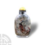 Chinese Glass Warrior on Horseback Snuff Bottle, Signed Ye Zhongsan