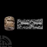 Western Asiatic Stone Cylinder Seal with Quarupeds