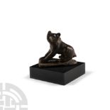 Roman Bronze Crouching Bear Mascot Figure