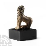 Roman Bronze Seated Lion Statuette