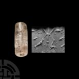 Western Asiatic Rock Crystal Cylinder Seal with Mythical Animals